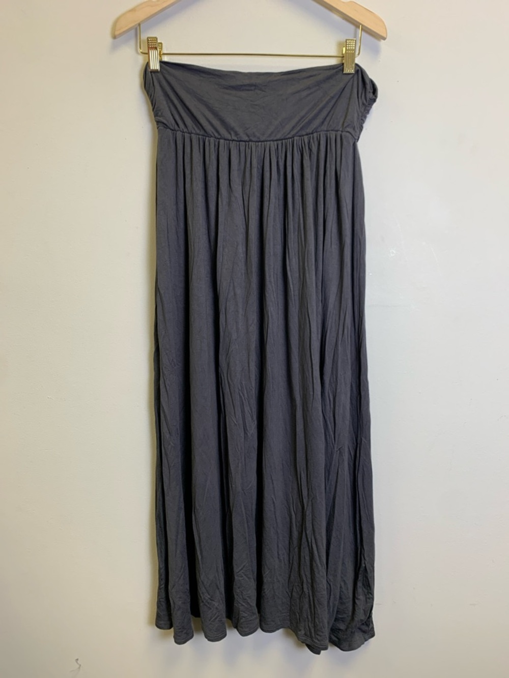 Isaac Liev Strapless Maxi Dress in Charcoal Gray